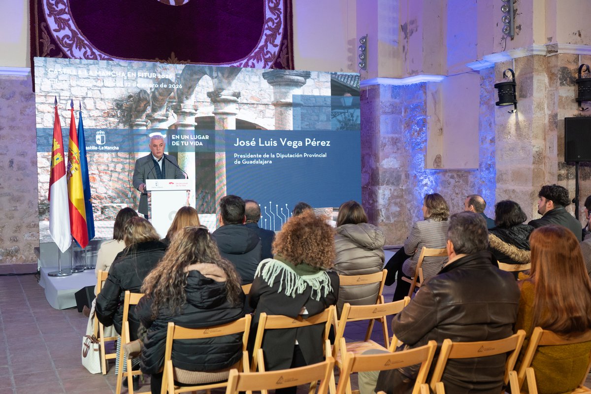 Durante su intervención, Vega ha destacado la riqueza de la provincia, su patrimonio, naturaleza, gastronomía y tradiciones, y ha hecho especial hincapié en las personas, auténtica alma de los pueblos de #Guadalajara, que transforman cada visita en una experiencia irrepetible.