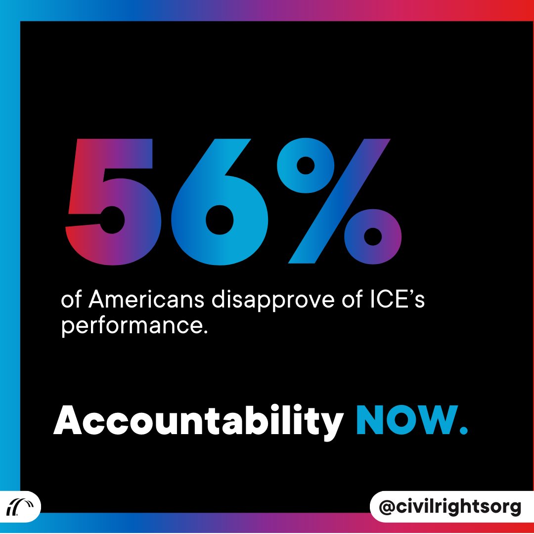civilrightsorg's tweet image. ICE is out of control—and the public knows it. After killing a woman in broad daylight, ICE now won’t cooperate with a police investigation. 

The results are clear: A lawless agency has no place in our democracy.