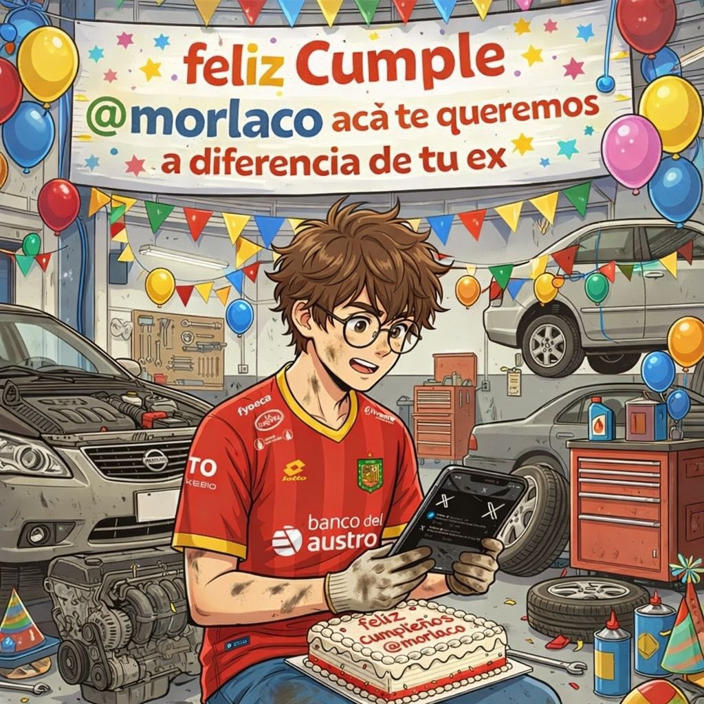 Feliz cumple, Morlaco 🎉

Que la vida te ande como motor recién afinado, con sarcasmo premium, insultos finamente ensamblados (nadie sabe de donde saca tanta palabra rebuscada) y cero fallas mecánicas

Esperamos algún día dejen de maltratarle las mentirosas de Cuenca🥳 <a href="/_morlaco_/">Morlaco</a>