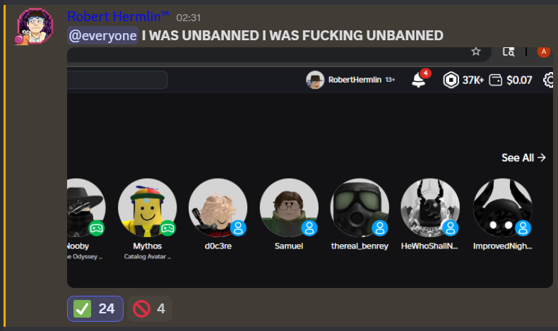 Myth_Times's tweet photo. Popular myth, RobertHermlin has been unterminated after 3 months, after being terminated for uploading an image prompting users to join his myths discord server

Read more about it in our server:
https://t.co/PNKzwTLG6A https://t.co/CRP1wSpdao