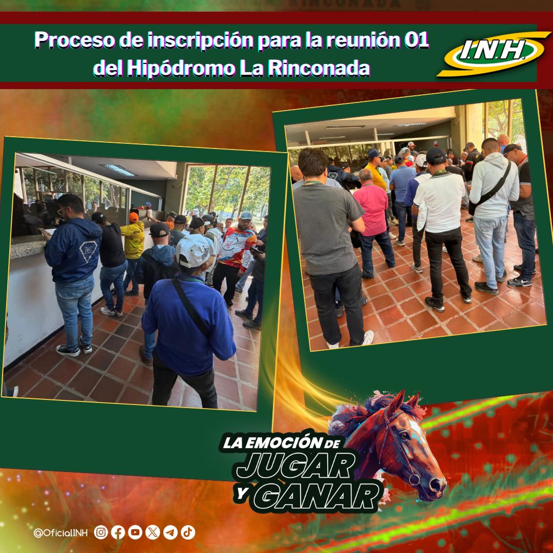 OficialINH's tweet photo. 🌤️▪️ Preparados para la 1era. reunión del año 2026. 

Este lunes 12 de enero, se realizó el proceso de inscripción en el  Hipódromo Internacional La Rinconada 🏇

¡Firmes trabajando por nuestra industria 🏇🏻🇻🇪! 

¡Sella tu 5y6! 

#Hipismo https://t.co/vDY1rb2M4J