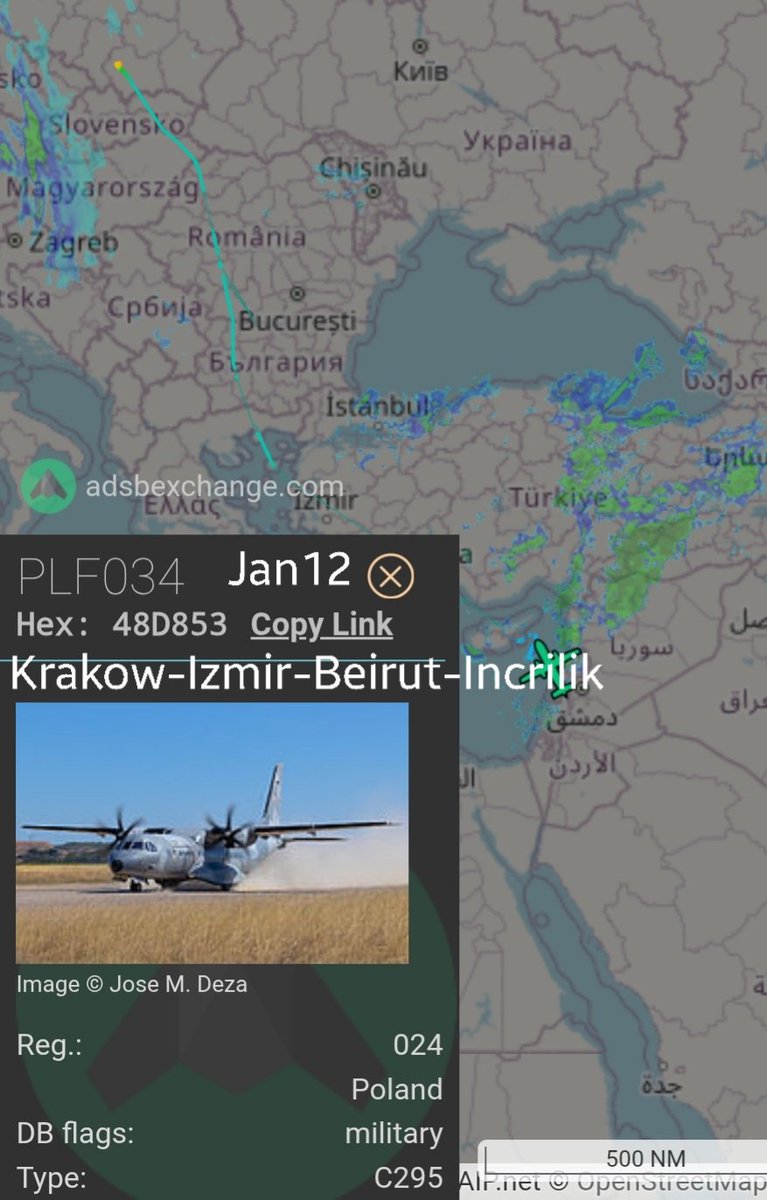 LebanonJets's tweet photo. #Poland AirForce C295 #024 #48D853 morning out or Krakow Balice to Izmir then in a hold for weather evenually landed safely in Beirut and onwards for the night to Incrilik AirBase (Adana) as #PLF034.
Laat tally (Jan4) 215 Polish troops in Lebanon for #UNIFIL https://t.co/99zX7QVcNs