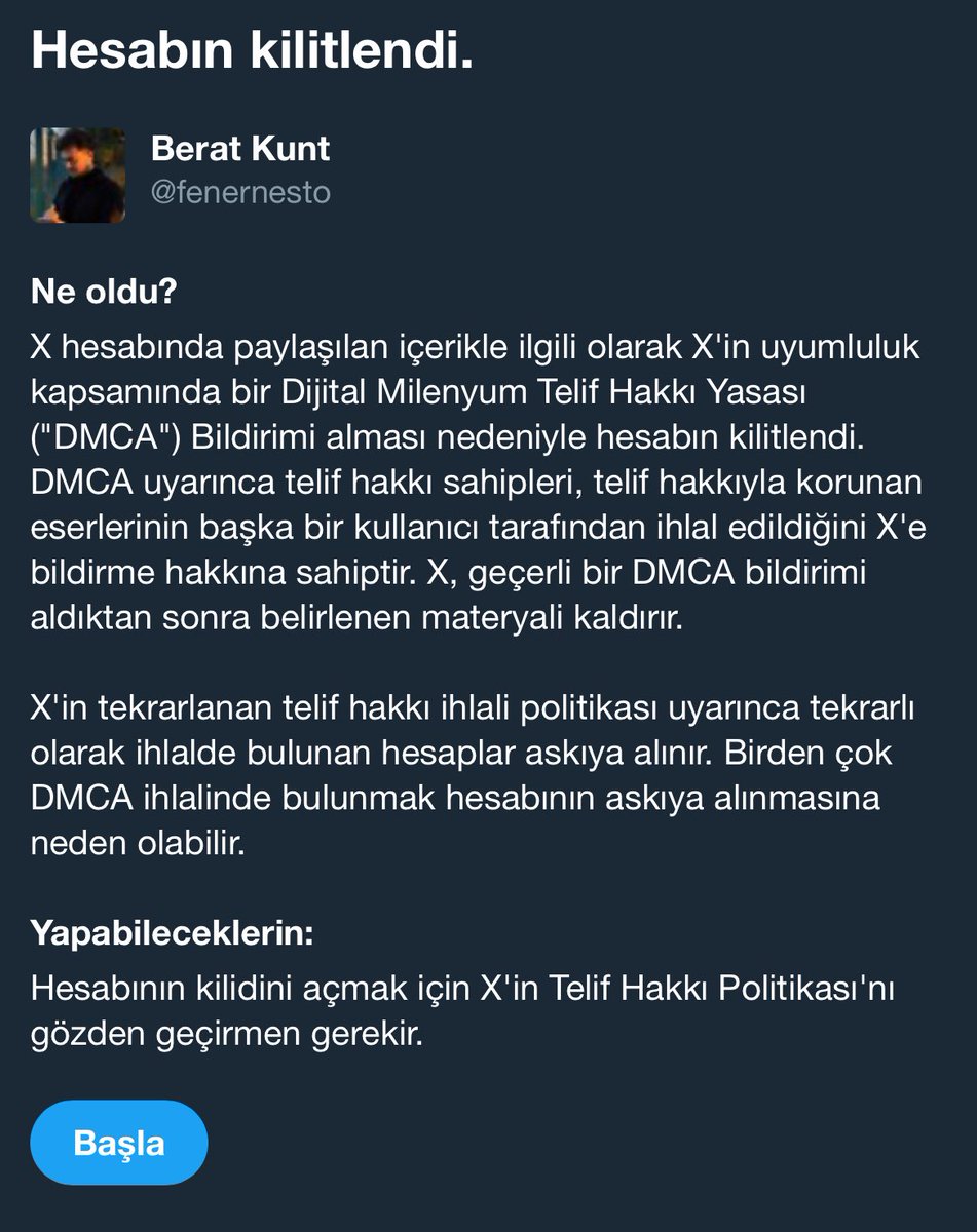 Süper Kupa yayıncısı atmış olduğum fotoğrafa dahi telif atmış, hesap kitlendi. Ülkenin şifresiz kanalının futbola verdiği değer bu işte, görmüş olun.

Etkileşim verebilirseniz bu twite sevinirim, kusura bakmayın elimde olmayan sebepten dolayı…