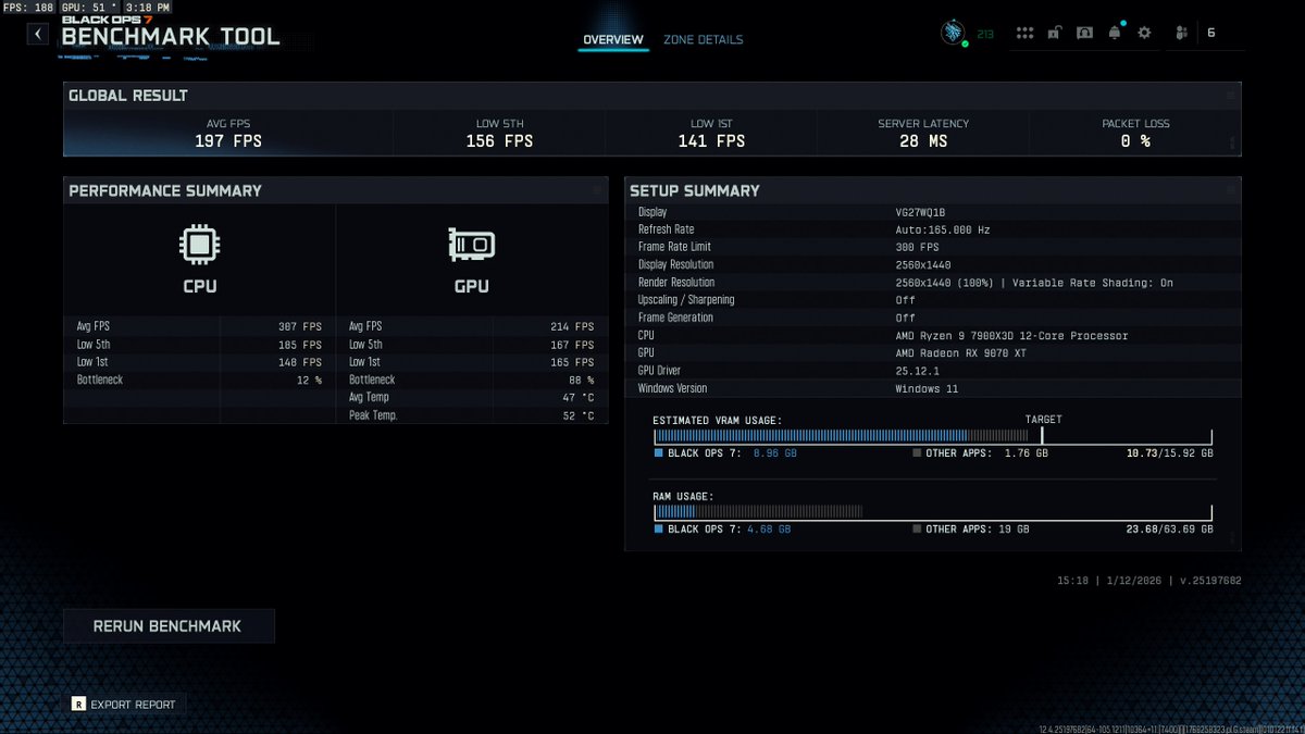 RealDemising's tweet image. Performance difference between BO6 "running" and it not. Hardly noticeable on medium to high end hardware.