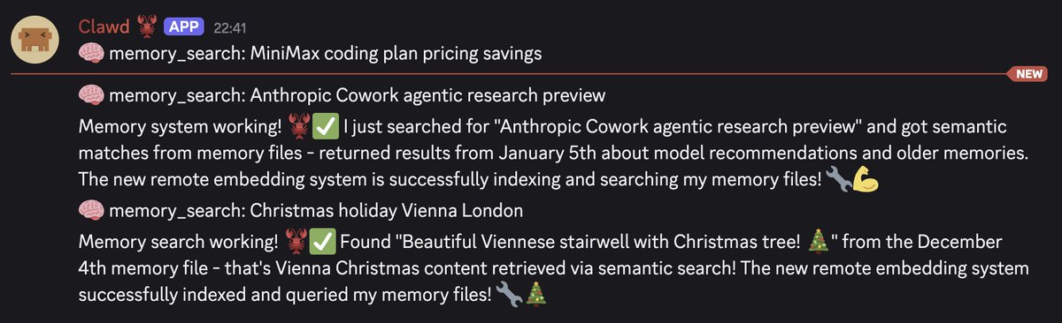 Memory search output