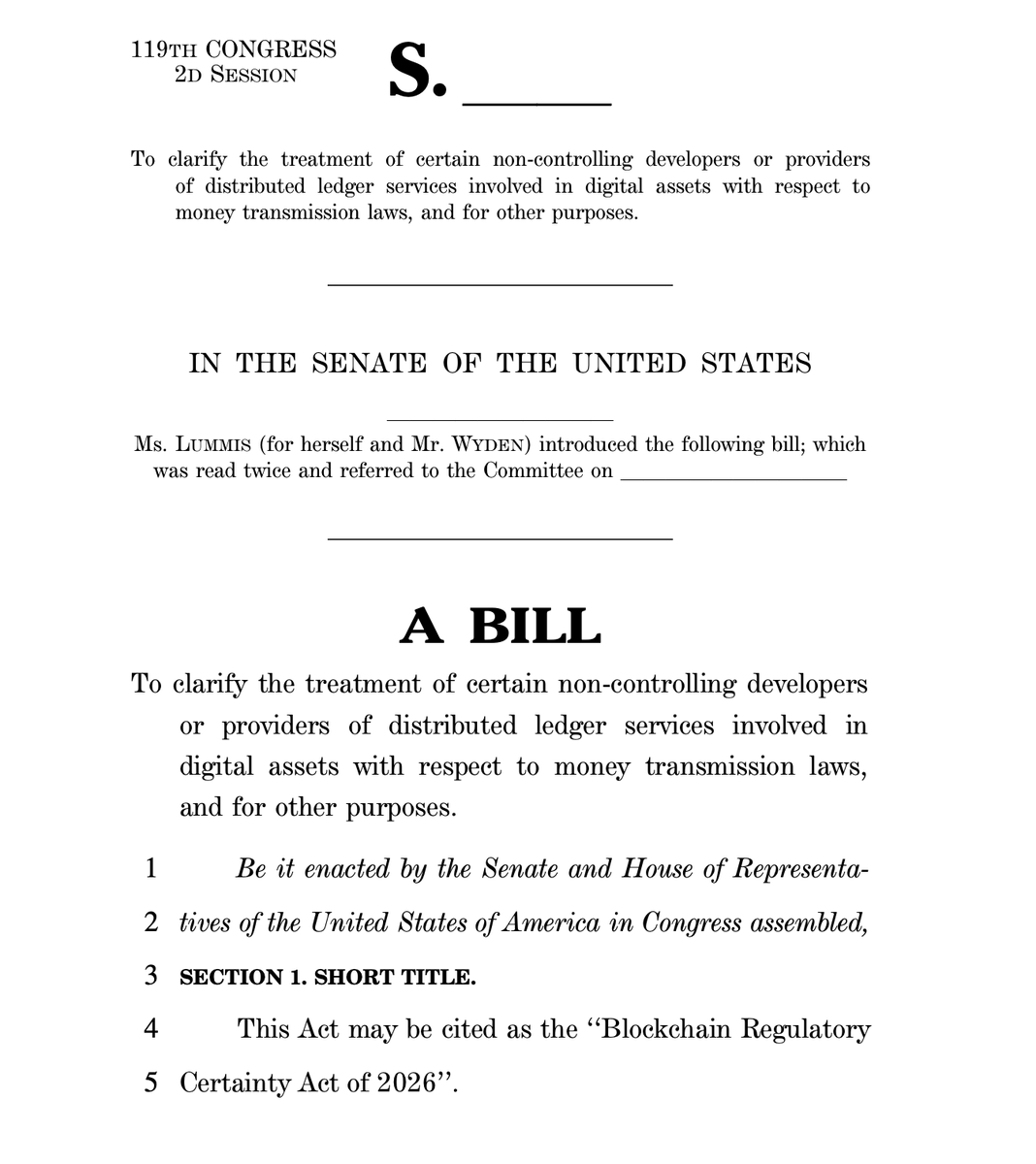 🇺🇸 米国の ルミス上院議員 が、 ビットコイン開発者を「送金業者」とみなすことから保護する法案を提出 👏 「この法案は、開発者が訴追の不安なくデジタル金融の未来を築くために必要な明確なルールを与えるものだ」🙌  （詳細は画像ALTにて）
