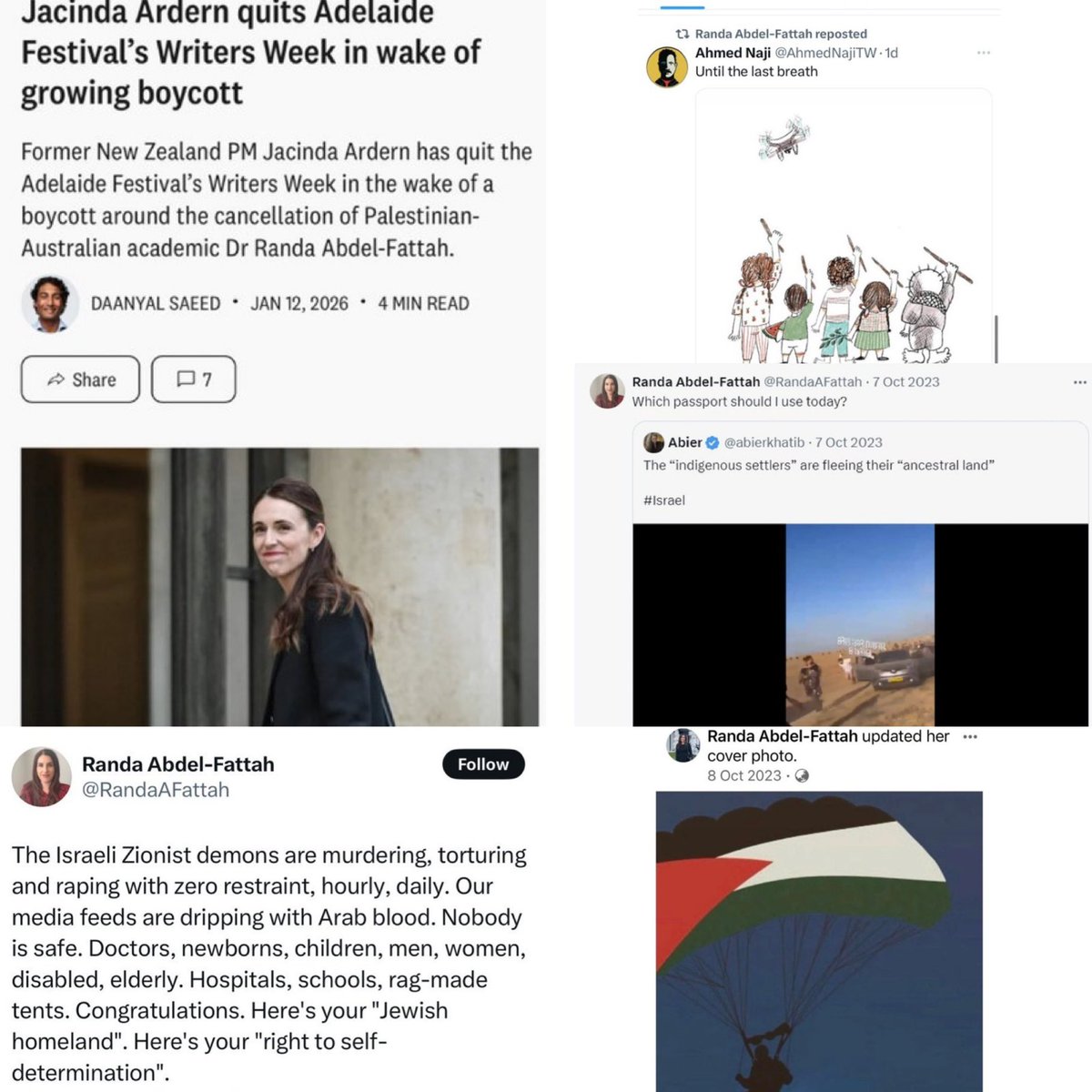 People don’t understand how psychotic even the so called “moderate” center-left have become. 

The former Labor Prime Minister of New Zealand is boycotting Adelaide Writer’s Week because an open pro-Hamas communist writer was disinvited.

Randa Abdel-Fattah praised Sinwar as a