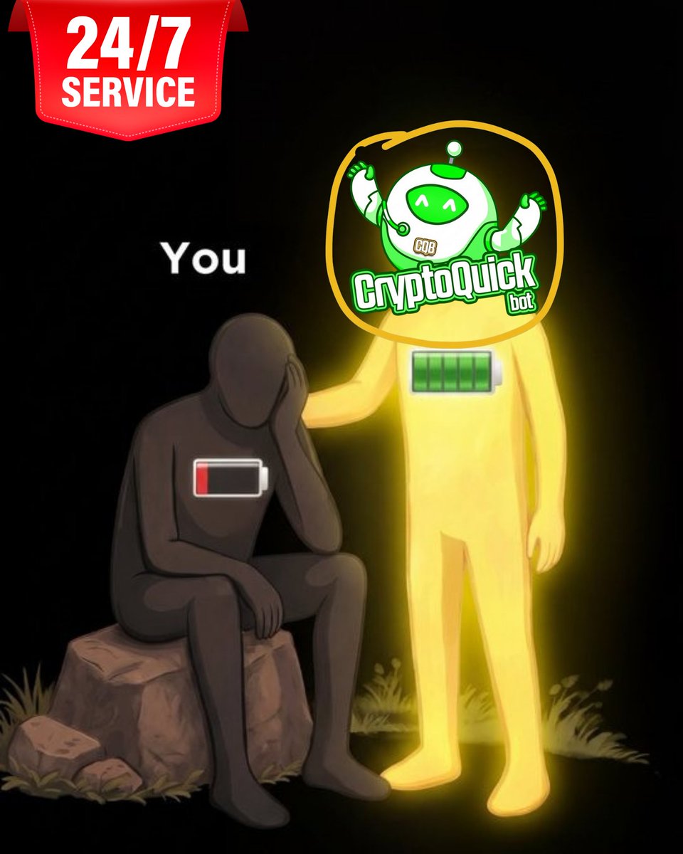 cryptoquickbot's tweet image. Markets never sleep.
Feeling tired? Don't worry, CQB is here for you!

We've been providing 24/7 service for over a year!

⚡ Fast execution
🔐 Secure trades
🤖 Always on

Let the bot keep the battery full even when yours isn't.

You can access all our bots on active networks…