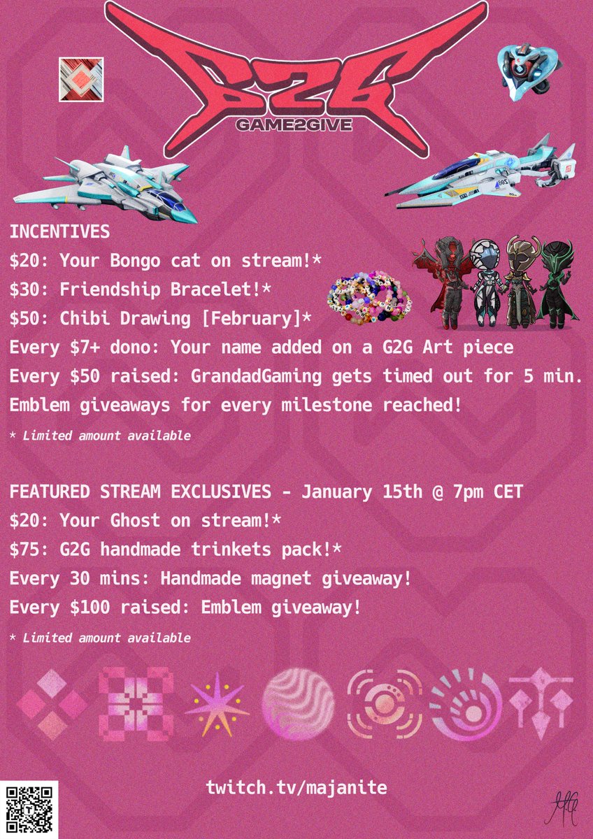 majanite's tweet image. G2G is here &amp;amp; I have some fun rewards again to share with people participating!

Tons of free giveaway items and emblems, and yes A Thousand Hugs are also available for the emblem lovers!  

Donate here: tilt.fyi/0WupKJTno2 ♡ 
Live now: twitch.tv/majanite ♡