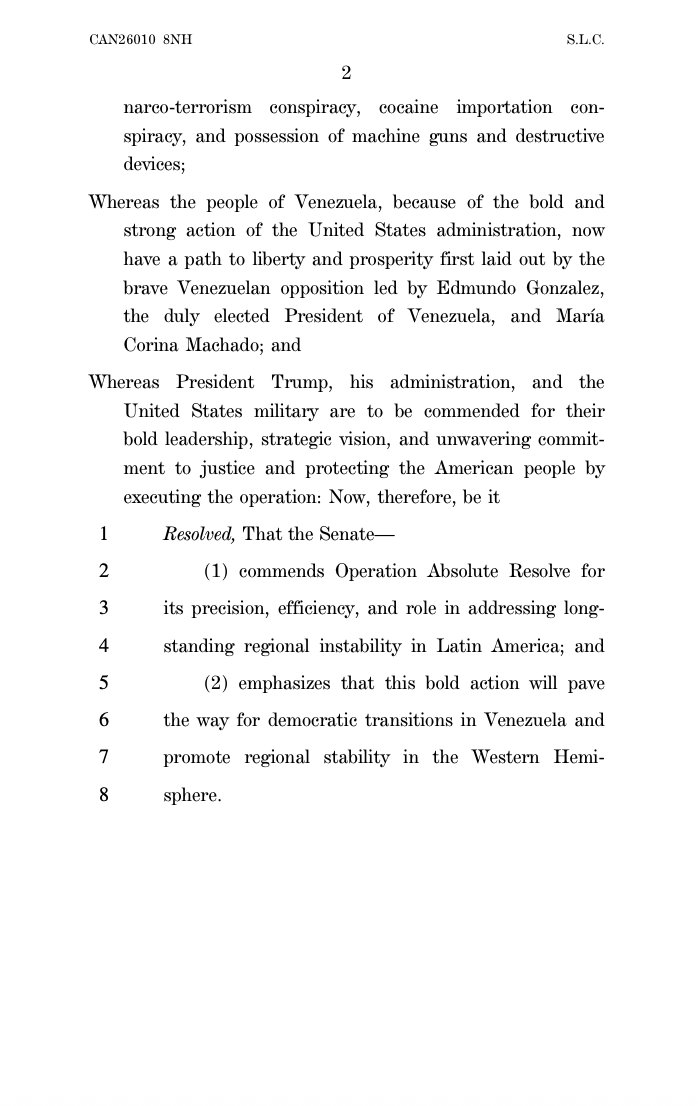 🚨 ÚLTIMA HORA 

Tras la captura del narcoterrorista Nicolás Maduro, los republicanos en el Senado, liderados por el <a href="/SenRickScott/">Rick Scott</a> impulsan una legislación para que se reconozca a Edmundo González y María Corina Machado como el legítimo gobierno de Venezuela.