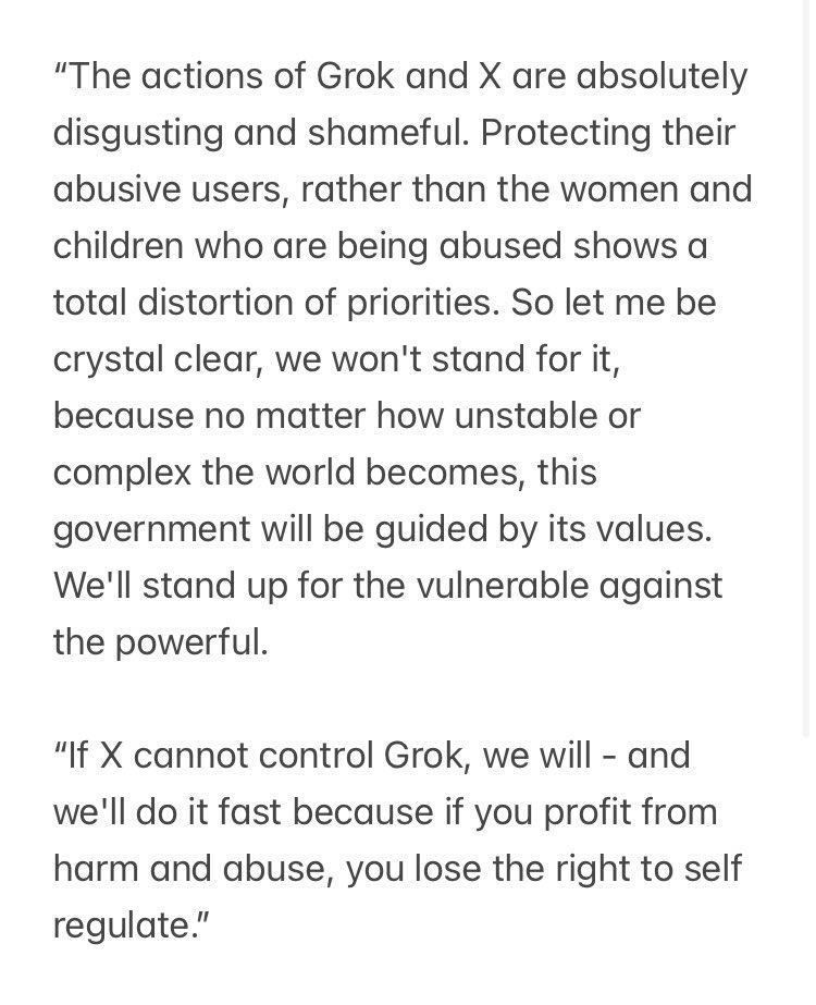 PeterStefanovi2's tweet image. BREAKING: Strong words from Keir Starmer to Parliamentary Labour Party on X and Grok: “If X cannot control Grok, we will - and we'll do it fast because if you profit from harm and abuse, you lose the right to self regulate”