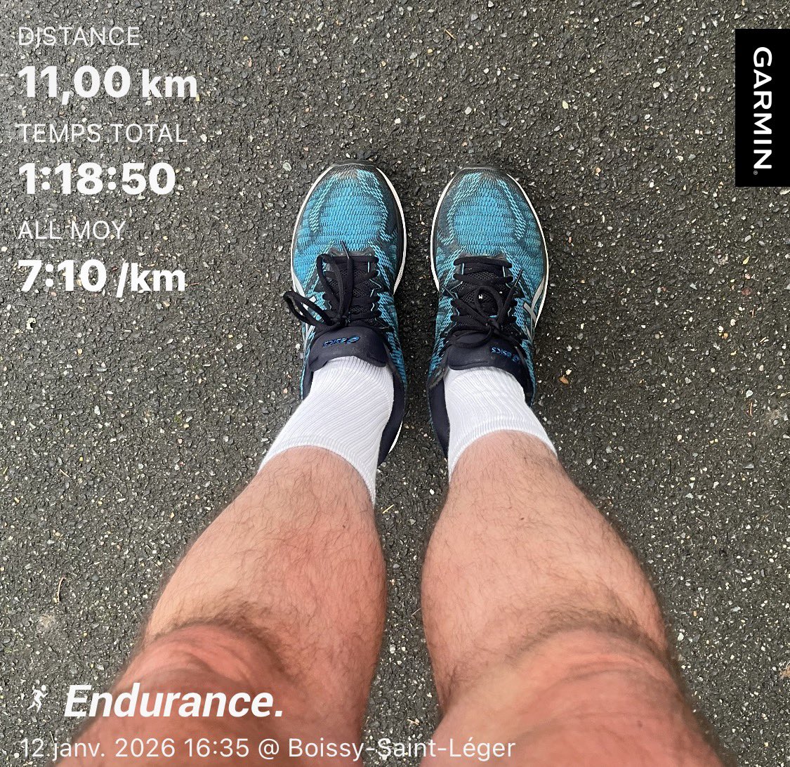 Plan d’entraînement RunMotion Coach pour L’Ultra Marin (sortie numéro 4 en mode #Endurance) : 11 kilomètres en 1:18:50 (7:10 min/km).