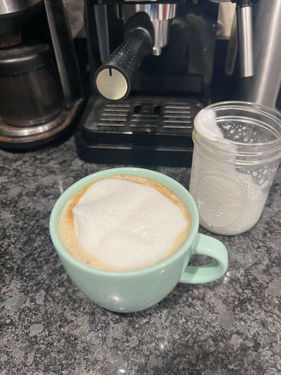 Best foam yet! It does take practice. Still don’t know what to call this based on the milk ratio, but it’s delicious! Probably between a cappuccino and latte. So happy I finally got an espresso machine for Christmas.