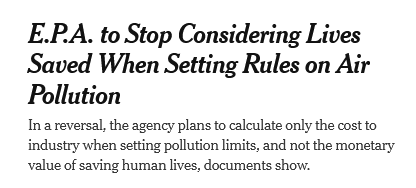 equalityAlec's tweet image. Air pollution kills over 100,000 people every year in the U.S., about 5 times all homicide combined. But you won't see wall-to-wall coverage of Trump's deadly announcement. The *volume* of news coverage affects who and what we are afraid of, and which larger threats we ignore.