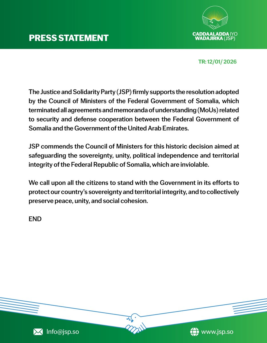 Caddaaladda iyo Wadajirka tweet media