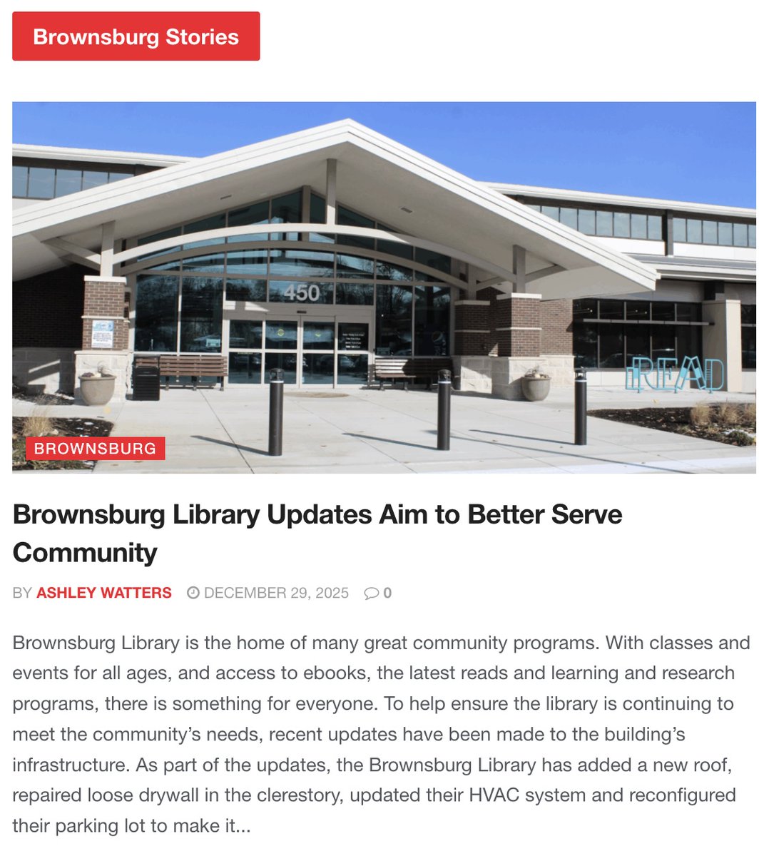 Kramer Inc. is grateful to partner with our local libraries on projects that modernize spaces to improve functionality, accessibility, and appeal.  Check out the January articles in Indianapolis Monthly and Brownsburg Magazine highlighting two Hendricks County libraries.👏📚