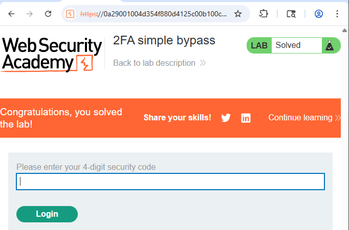StellaObatoye's tweet photo. Day 12
Happy Monday.🫣

Completed 3 Authentication Labs on @PortSwigger 
Lab 1: Username enumeration via different responses
Lab 2: 2FA simple bypass
Lab 3: Password reset broken logic

#OneCybersecurityThingADay https://t.co/itJF7Yn8Jg