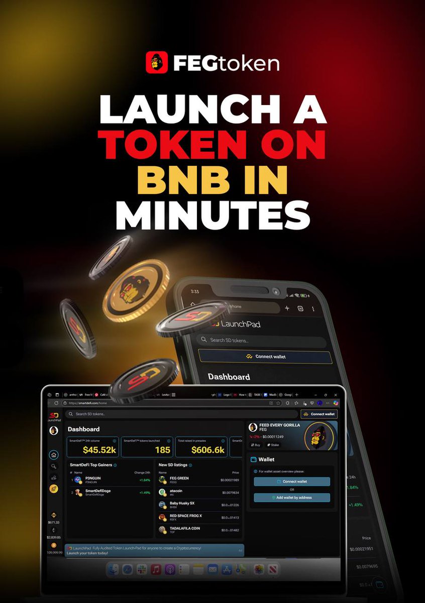 FEGtoken's tweet image. Don't settle for a generic Launchpad when you're trying to bring your DREAM to LIFE!

Visit SmartDeFi.com and let's make that dream a reality!

💪🦍❤️
#FEGtoken #SmartDeFi #BNBChain #BNB #Crypto #Gorilla #Bitcoin #BTC #DeFi #Web3 #Blockchain