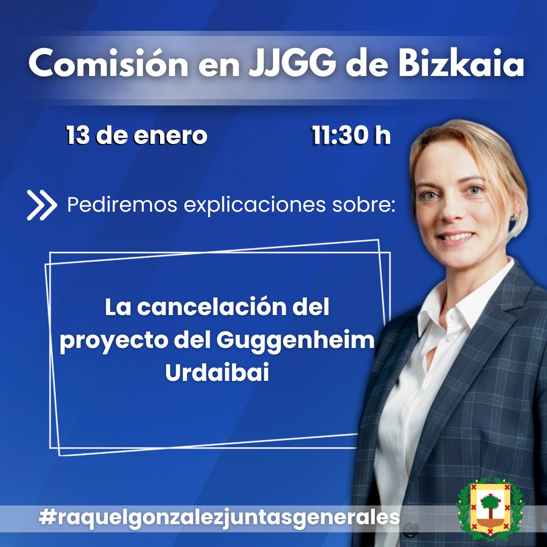 🔷Mañana, Comisión de Institucional, Buen Gobierno y Transparencia en #Juntas #Generales de #Bizkaia

▪️ Pediremos explicaciones sobre la cancelación del proyecto del #GuggenheimUrdaibai

🗓️Martes, 13 de enero
🕜11:30 horas

Síguelo en directo
jjggbizkaia.eus/es/emisiones-d…