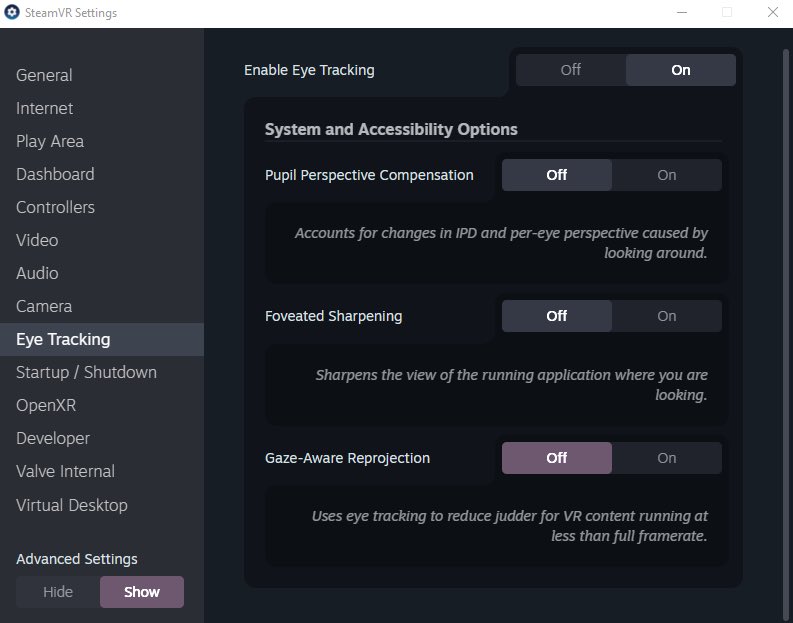 Probably the most exciting thing I have datamined from SteamVR in YEARS:

Valve is adding Eye Tracking-based perspective correction directly into SteamVR itself! Which allows dynamic correction for some distortions caused by optics!

Also gazed based reprojection! Absolutely HUGE