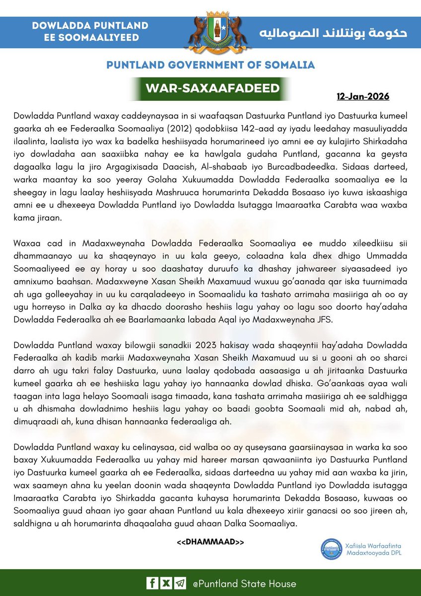 Plstatehouse's tweet image. WAR-SAXAAFADEED 
12- JANUARY- 2026.