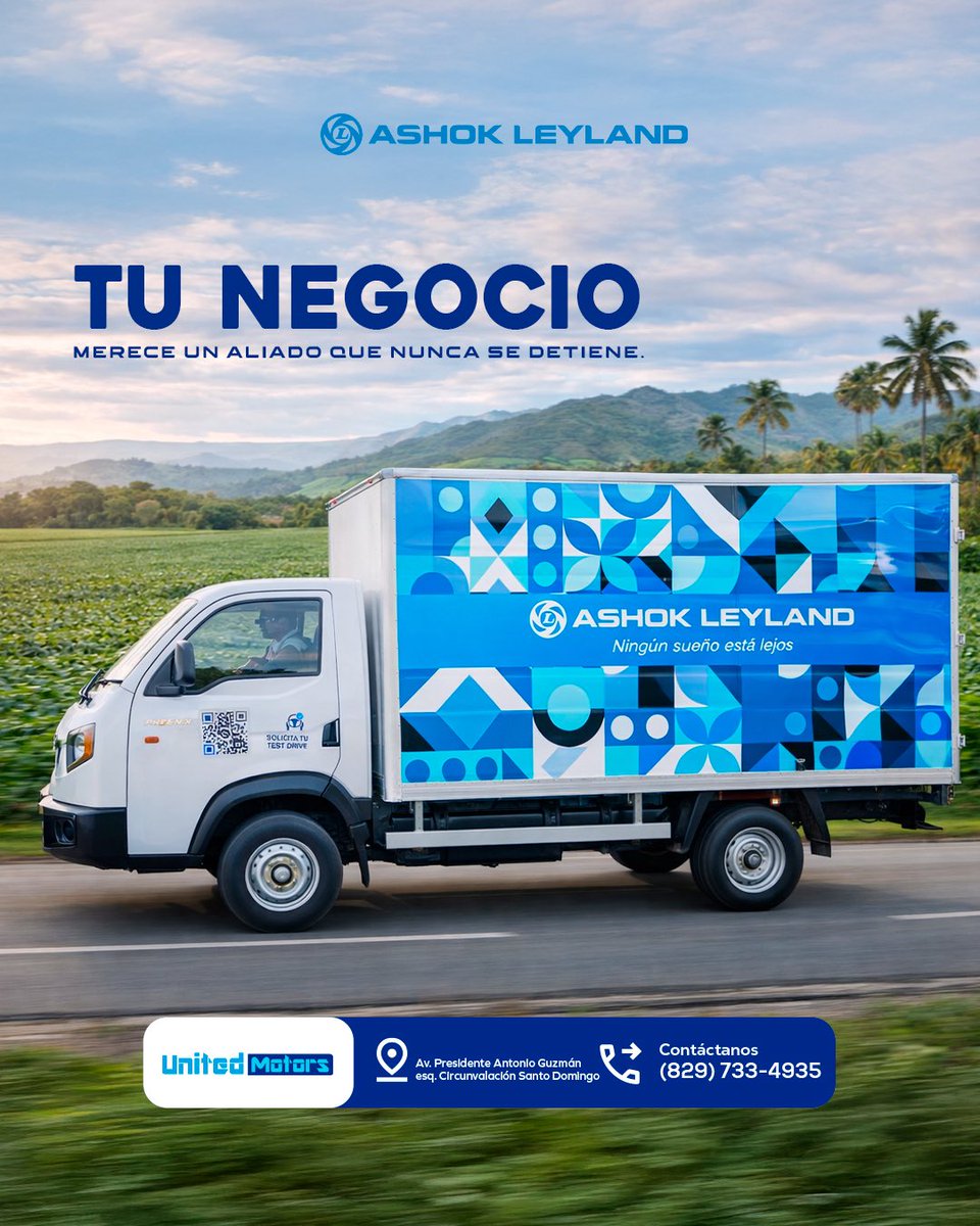 Cuando le pones tu identidad a un Ashok Leyland, cada ruta se convierte en una oportunidad de destacar. 🚛✨

#AshokLeylandRD #UnitedMotors

<a href="/juantomasdiazi/">Juan Tomás Díaz</a> <a href="/narendramodi/">Narendra Modi</a> <a href="/IndiainDR/">India in Dominican Republic & Haiti</a> <a href="/RDenIndia/">Dominican Embassy in India</a> <a href="/FRCOMPRESH/">Francisco Comprés H.</a> <a href="/ALIndiaOfficial/">Ashok Leyland</a>