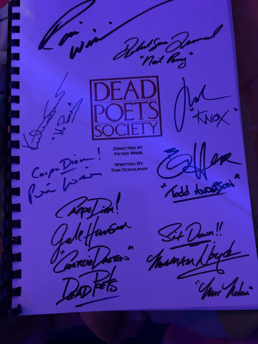 I JUST GOT A SIGNED COPY OF THE DEAD POETS SOCIETY SCRIPT