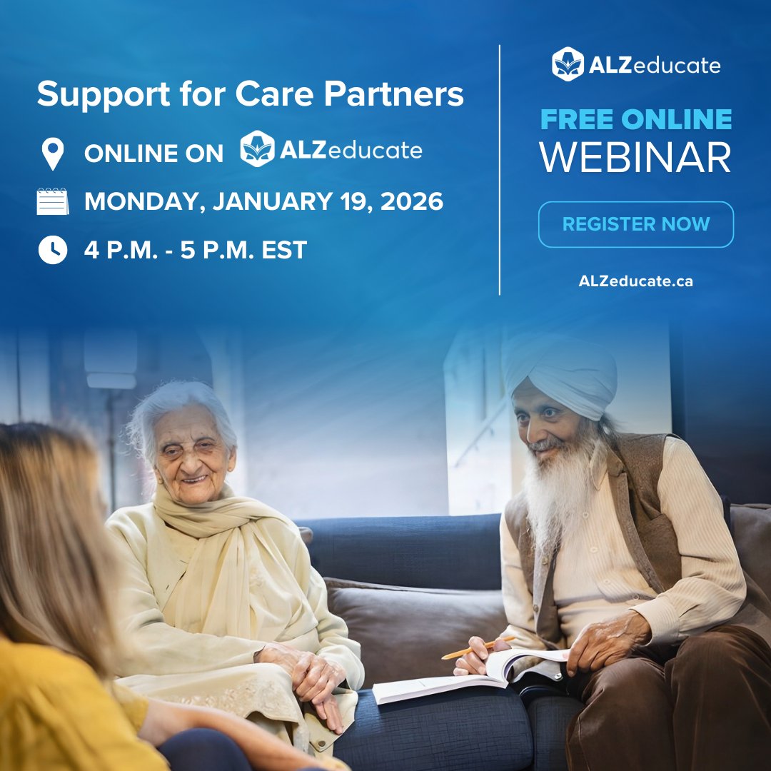 AlzheimerTP's tweet photo. Caring for someone living with dementia comes with new responsibilities, and lots of questions. You aren't alone.

Join us on January 19 for a free ALZeducate webinar, “Support for Care Partners."

Register for free on ALZeducate: https://t.co/MeFVT1Zt8m https://t.co/XZdNsJaLMl