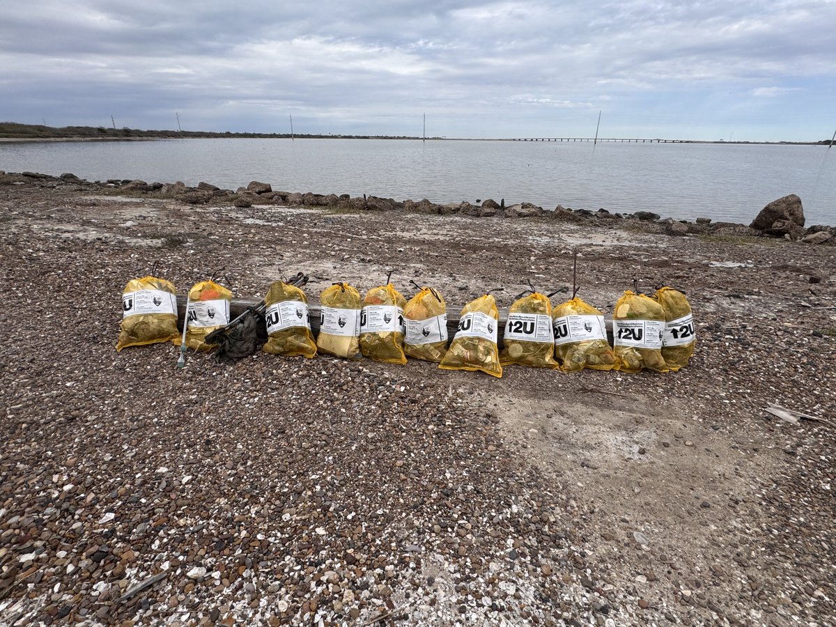 Hope everyone is having a good day. Got back to routine and trying to catch up on following everyone. Oso bay near where we live. #onemillionbags #tpwd . A little community service 11 bags of plastic off the water.