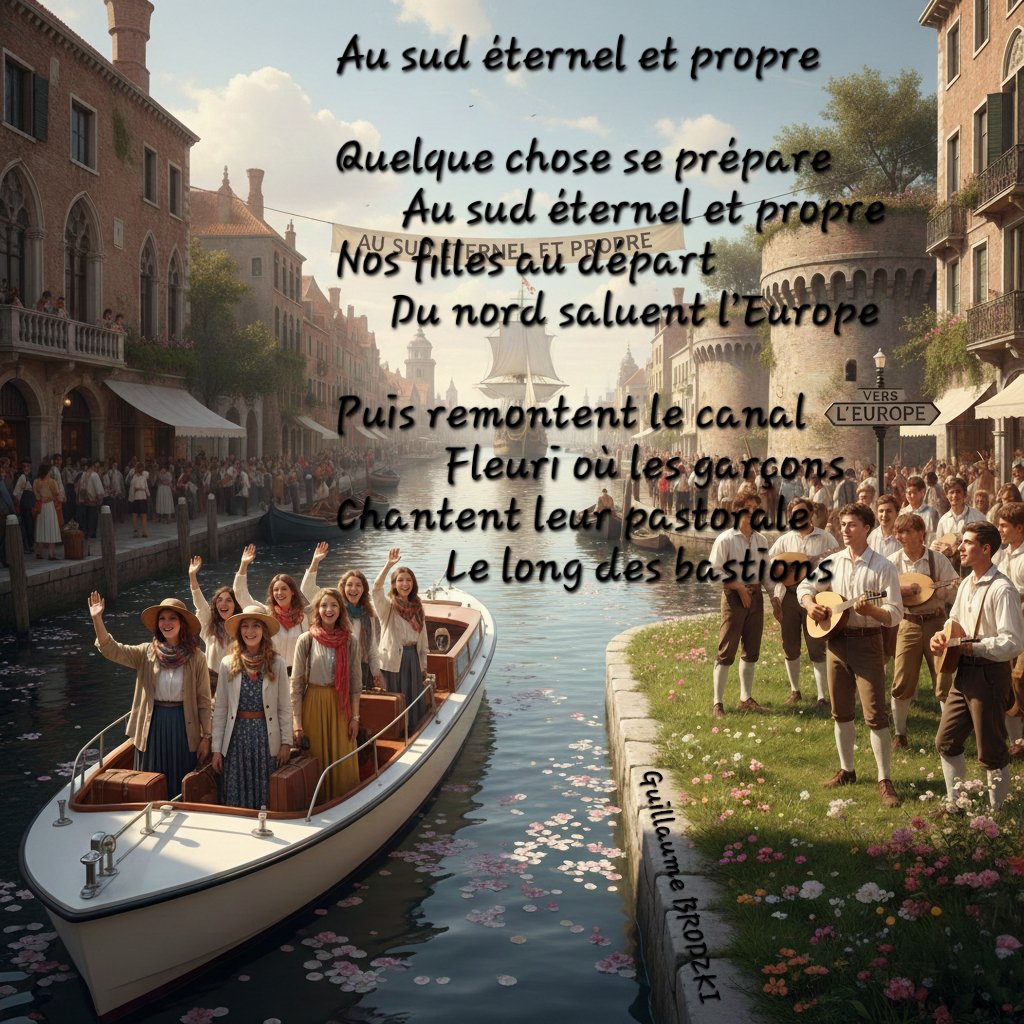 brodzkig's tweet photo. Ce texte poétique riche en symboles et en images évoque un voyage, une transition entre deux mondes “le nord et le sud”, une célébration des racines culturelles “le chant pastoral”, et une ouverture vers l’Europe. 

Au sud éternel et propre @ Guillaume Brodzki MMXVIII https://t.co/1XxQDDcsrQ