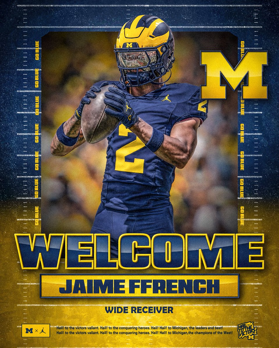 UMichFootball's tweet image. Welcome to Michigan, @jaimeffrenchjr! 〽️

» myumi.ch/Mk2mx