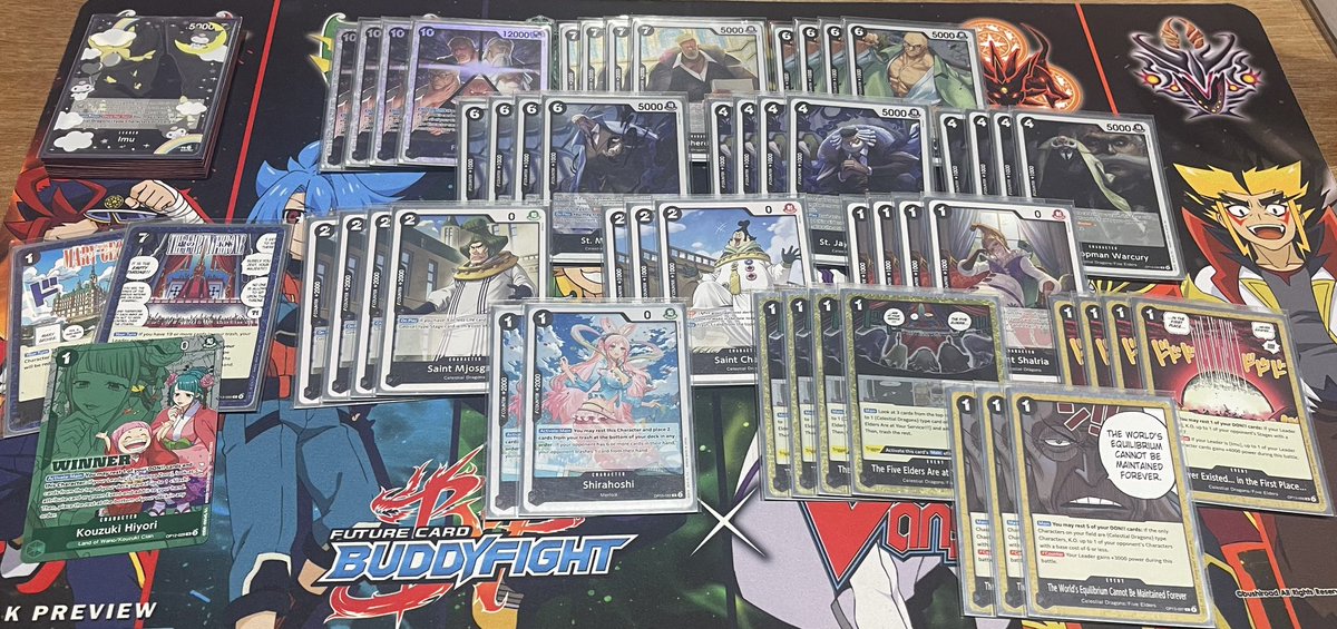 Came joint first on imu at Patriot Games Locals
R1 - Mirror going 2nd W
R2 - G bonney going 2nd W
R3 - UP luffy going 2nd W
R4 - RG Smoker going 2nd W
Kinda salty they didn’t fire the last round with 2 players on 4-0 but I’ll get over it, probably still on the deck for OP14