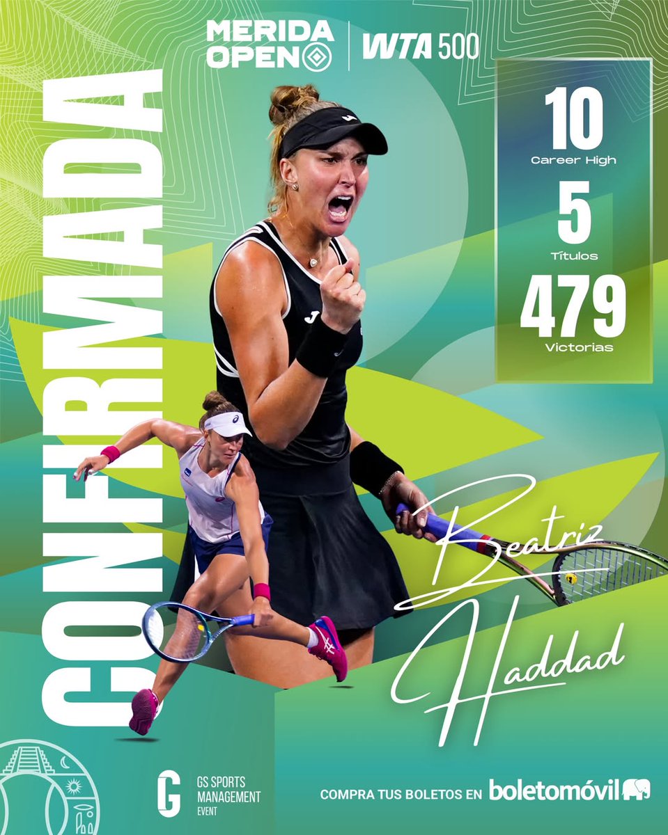 biahaddadbr's tweet image. Bia está confirmada no WTA 500 de Mérida 🇲🇽

📅 23 Fev - 1 Mar