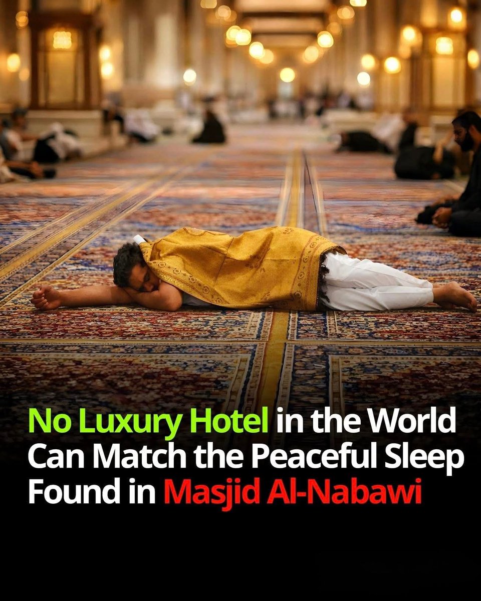 Cool_Ustaz's tweet image. No Luxury Hotel in the World Can Match the Peaceful Sleep Found in Masjid Al-Nabawi.