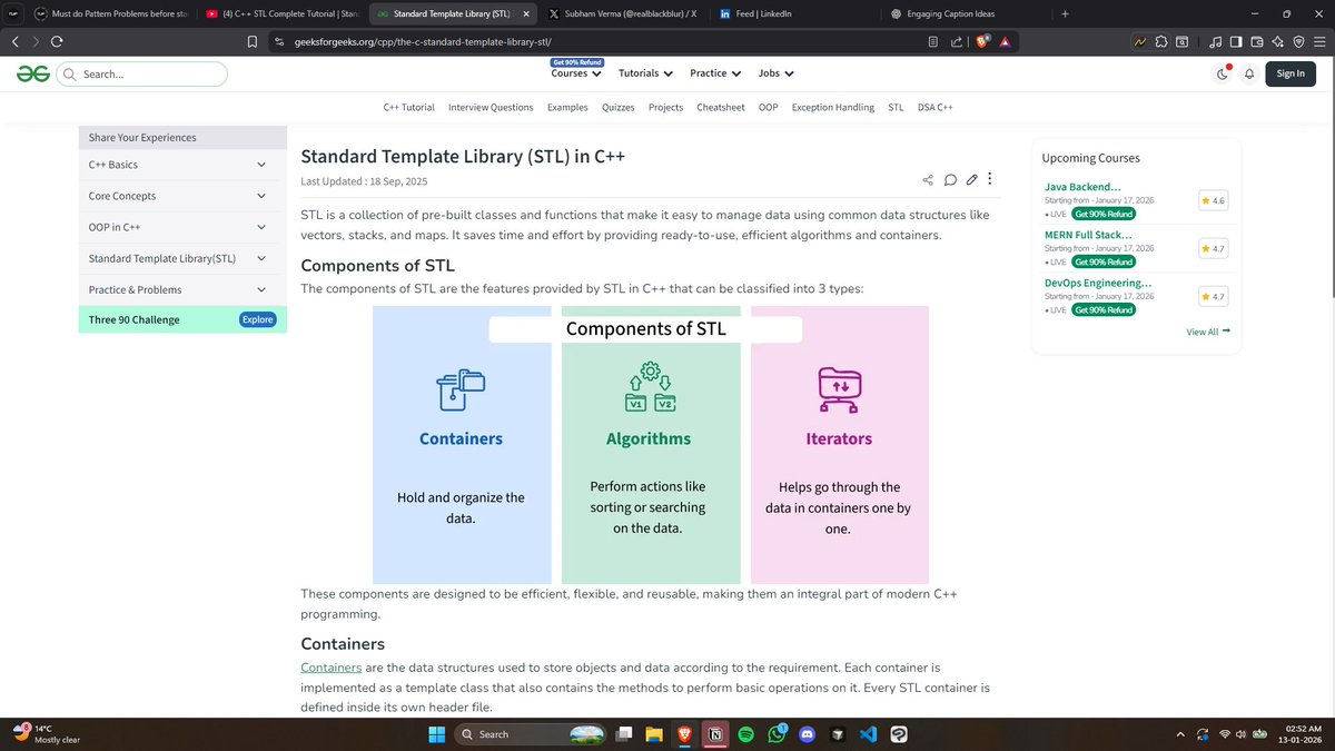 realblackblur's tweet photo. Day 12 of #730DaysOfCode🚀

✅Solved 7 pattern problems (square, pyramid, etc). Got stuck on the remaining 15 but instead of quitting, I focused on understanding the logic.

✅Started learning vectors in STL today.

✅Small workout done.

#DSA #LearnInPublic #CPP #WebDev https://t.co/UxBVBbIVXh