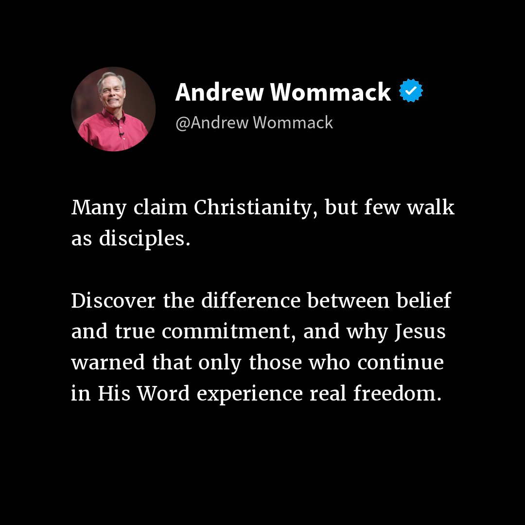 andrewwommack's tweet image. Find out more:👉 l.awmi.net/a-believer-or-…

#Discipleship #Jesus #Commitment
