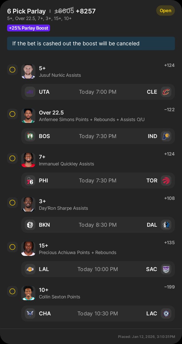 sobernumbers's tweet image. 2 parlays for fun +6000  and +2000 .1-.25 units only.