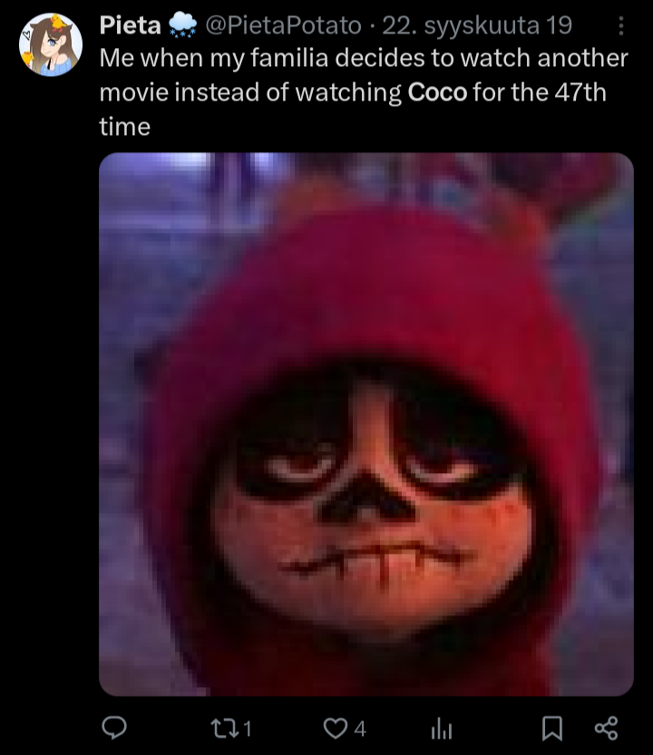it's now been 6 years since Coco happened to me and oh my god. i cannot describe with words how much this film means to me. one of my biggest hyperfixations EVER. 
life-changing. genuinely think i might be the biggest fan of this film in the world