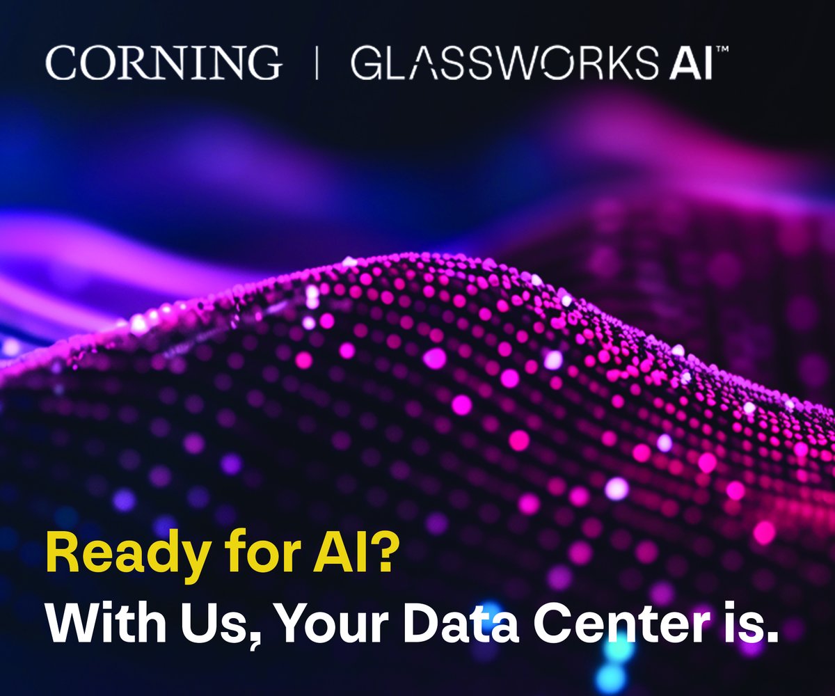 CorningOpComm's tweet photo. Can your #DataCenter infrastructure keep pace with #AI?
With Corning® GlassWorks AI™, the answer is yes.
#Innovation starts at the core. Discover how GlassWorks AI™ powers the next era of intelligent infrastructure.
https://t.co/SdL7vt7S47 https://t.co/KT2KG9uAVP