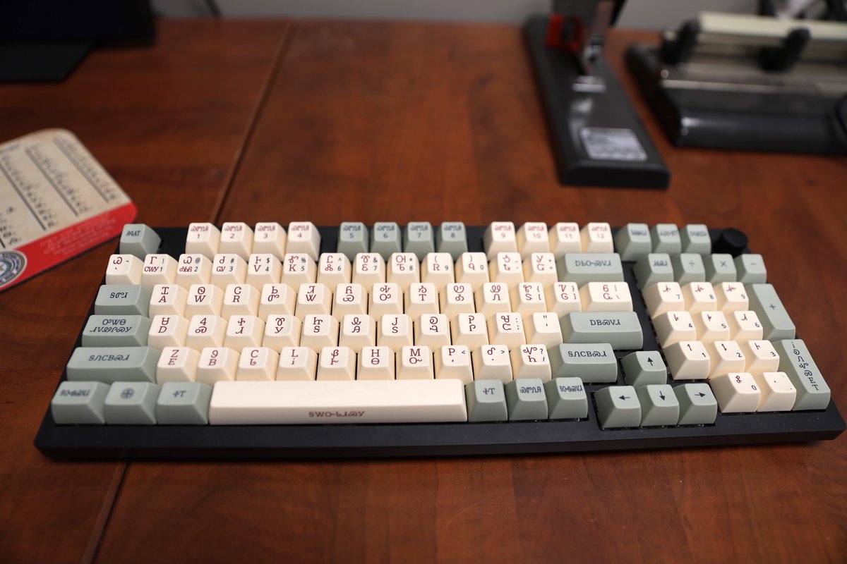 IndigTV's tweet image. 200 Cherokee Syllabary Keyboards built to Support
Indigenous Language Revitalization 🗣️

Created and donated by software engineer W. Alex Ronke, the keyboards incorporate traditional Cherokee artwork by artist Jeff Edwards. 

(via @CherokeeNation)