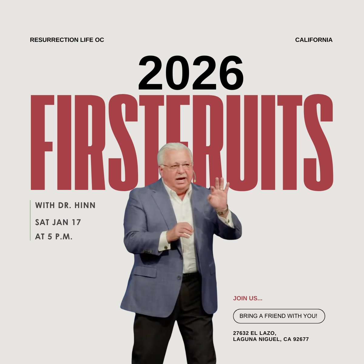 WilliamDHinn's tweet image. Join Dr. Hinn for our #Firstfruits service on Sat, Jan 17 at 5PM in Laguna Niguel, CA