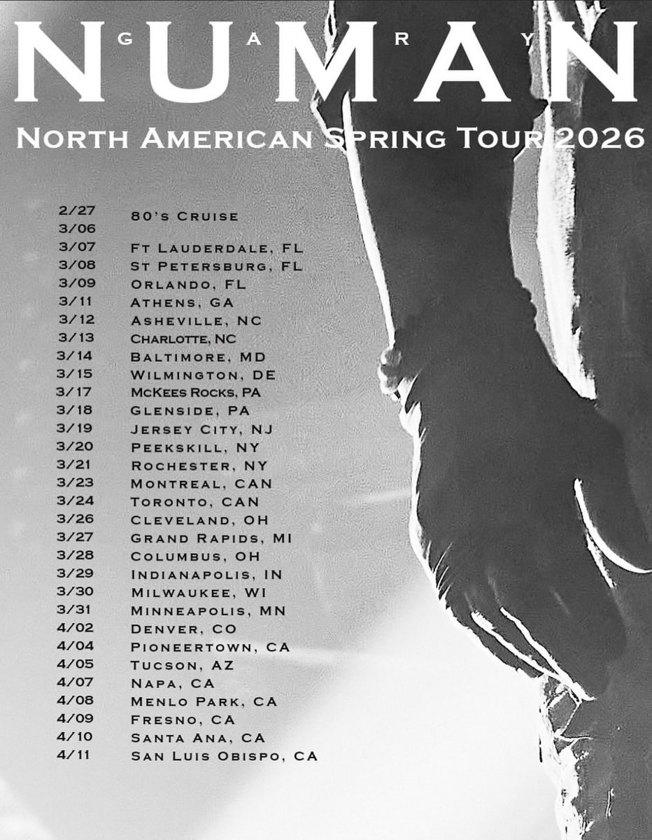 Pleased to announce that Tremours will be our guests on the ‘26 US tour which kicks off in a little over six weeks. garynuman.com/tours