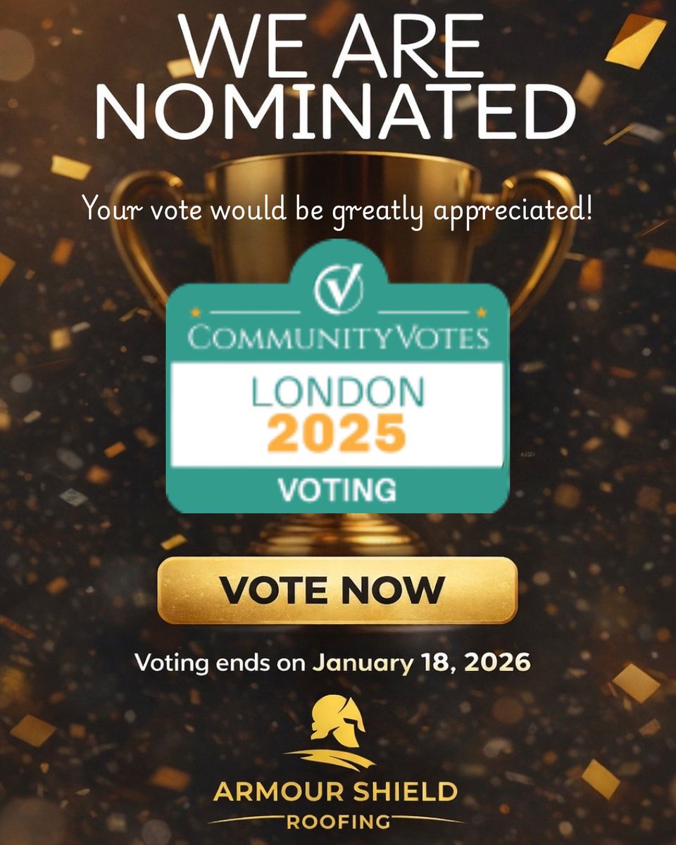 armourshieldinc's tweet photo. We’re honoured to be nominated for CommunityVotes London 2025🏆in 7 different categories! Your vote would be greatly appreciated for all categories, it truly means a lot us! 🗳️ 

Voting link:
https://t.co/zw78DM6rG4

Thank you for your continued trust and support!💛

#londonont https://t.co/avgZrU0mV2