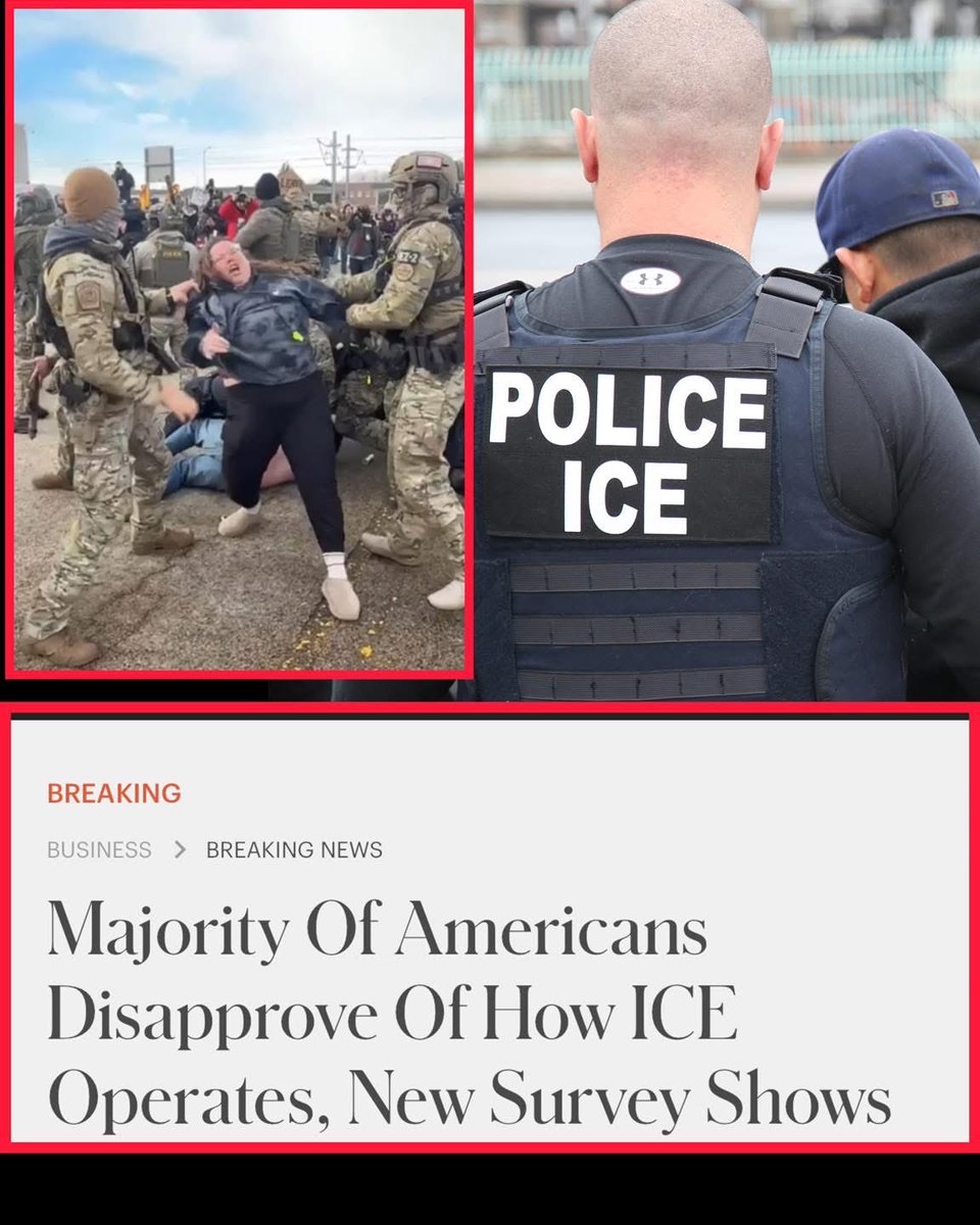 w_terrence's tweet image. TANKED: According to Polls, Most Americans Are Turning Against ICE Fast

New polling from "YouGov" shows a major shift in public opinion. It claims Most Americans now say they do not support ICE or the way the agency is handling its job.

I just have to say, I was never asked to…