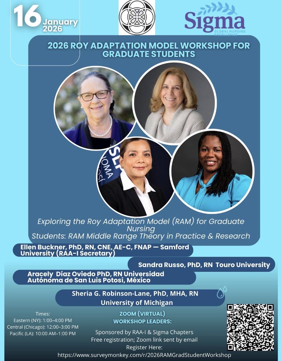 This is a friendly reminder that the Roy Adaptation Model (RAM) Workshop for Graduate Students is taking place this Friday, January 16, 2026. Sigma members and graduate students are welcome to attend.

Cost: FREE (registration required)

Register Here:
surveymonkey.com/r/2026RAMGradS…