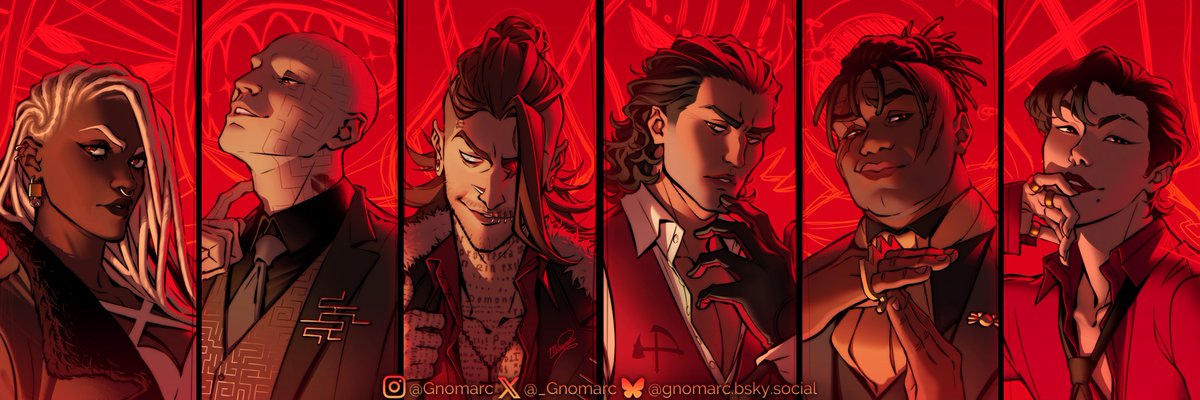 _Gnomarc's tweet image. Fanart✨
Tava fazendo esse desde o começo das gravações, mas com todas as thumbs eu dei uma pausa e depois tirei uma folga da caneta sksk
Continuando minha tradição das mesas em roupas de gala... o banner dos Mascarados :D
- Hexatombados 
#HEXATOMBE #Hexatombefanart