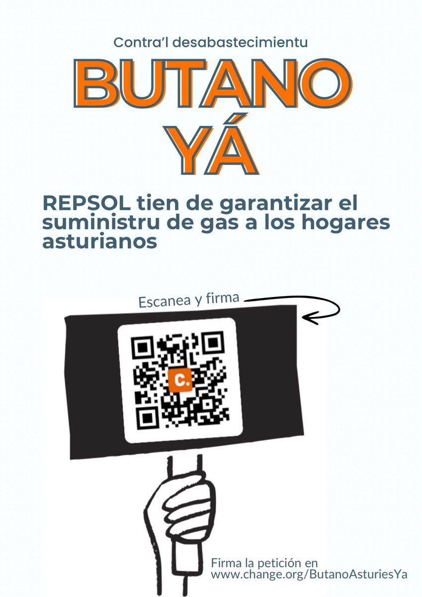 ¡Ensin butano en plenu iviernu! ❄️💥

Dende avientu, Repsol nun garantiza’l suministru de bombones n’Asturies. Cientos de families tan ensin gas pa cocinar o calentase.

Firma y comparti esta petición 👉 change.org/ButanoAsturies…

#ButanoAsturies #RepsolRespondi #DerechuAEnerxía