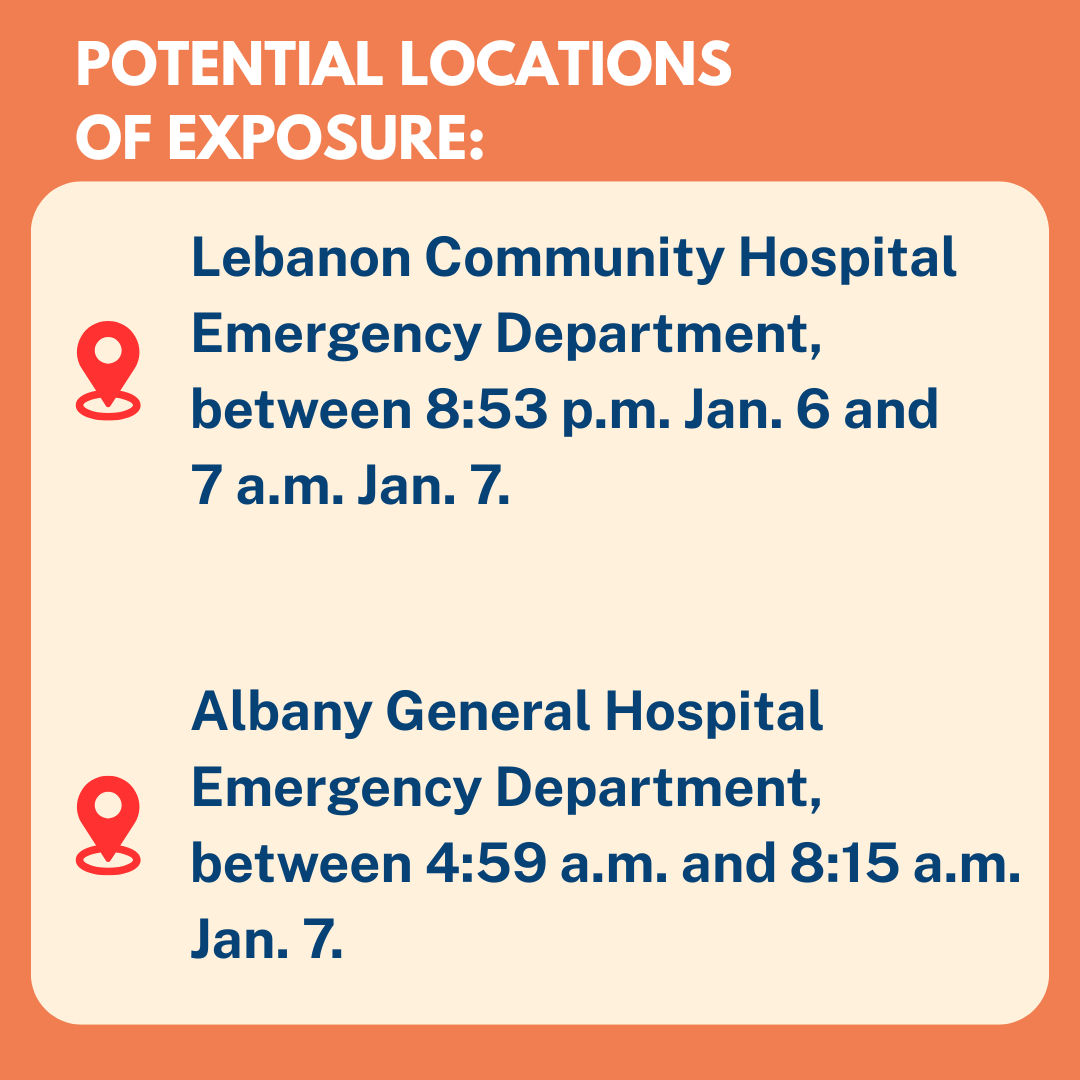 OHAOregon's tweet photo. OHA and Linn County public health officials are investigating two cases of measles and want people to know about locations where they may have been exposed to the highly infectious virus. 

For more information, read our news release: https://t.co/y0OuitT8Fb https://t.co/c0pngHHNVy