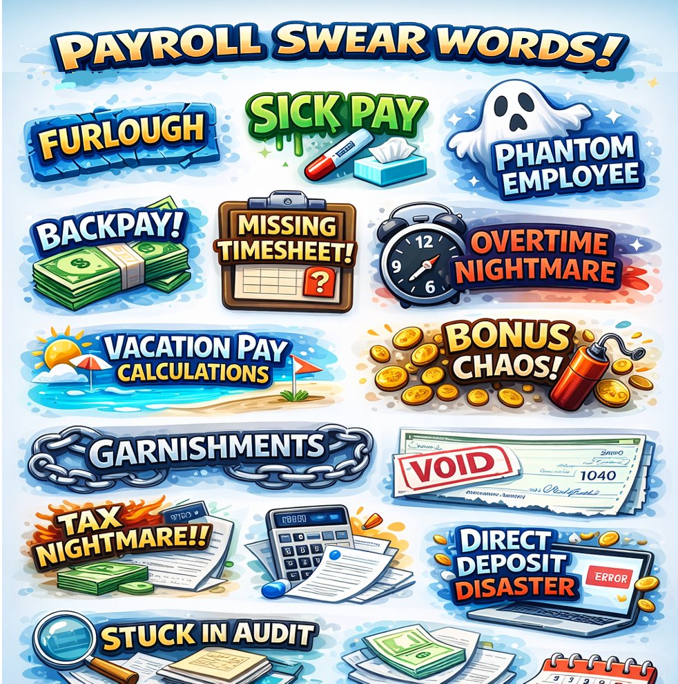 As the first payroll period of 2026, these “not-so-swear” words tend to show up right on cue—
Furlough. Sick Pay. Retro Pay. Phantom Employee. Overtime surprises.

#PayrollLife #HRReality #ClayHR #FirstPayrollOf2026 #HRTech #payroll #PayrollProblems #2026Ready