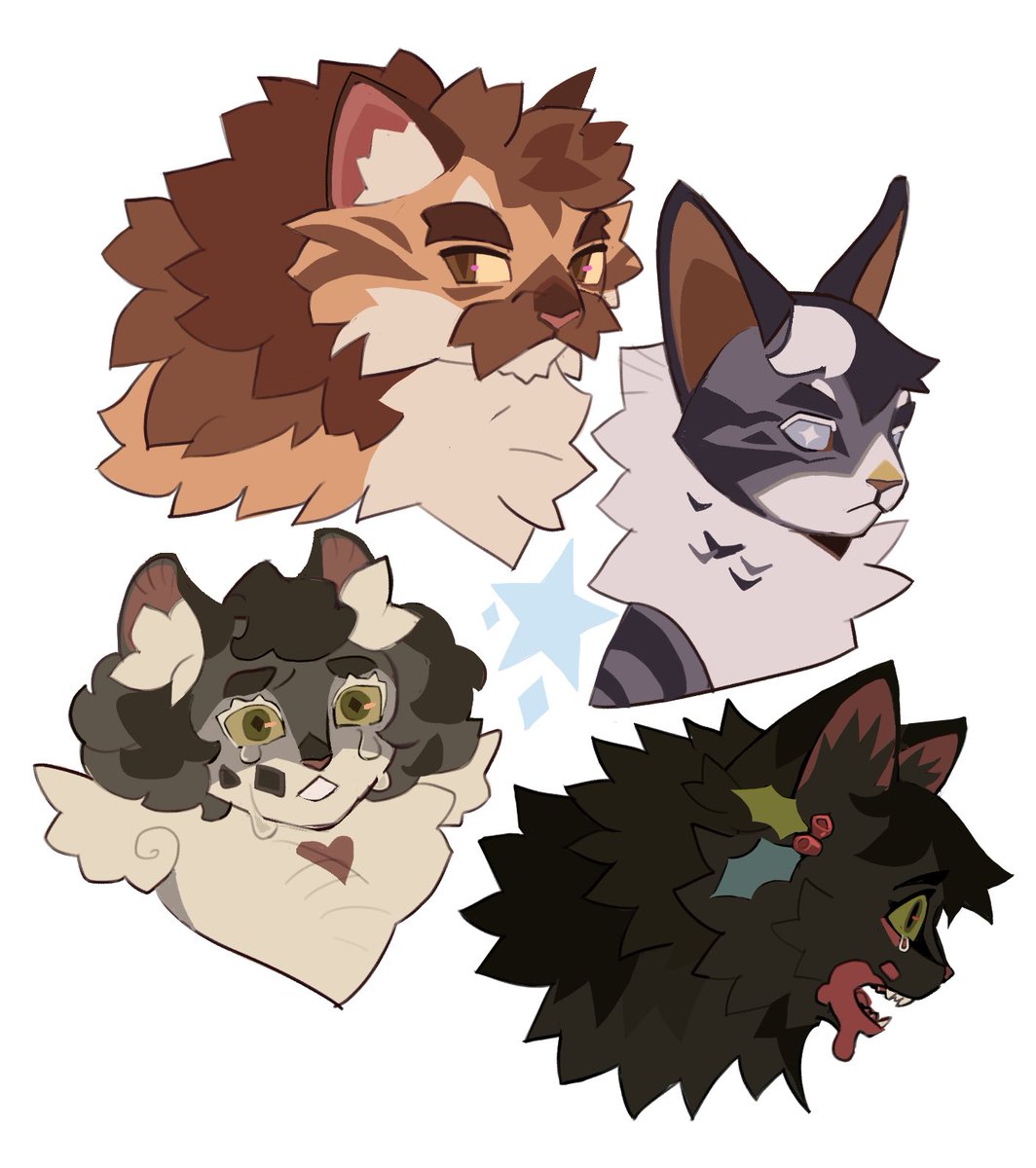 catmunches's tweet image. look at my prophecy cats* dog the clans are doomed #warriorcats #lionblaze #jayfeather #hollyleaf #dovewing